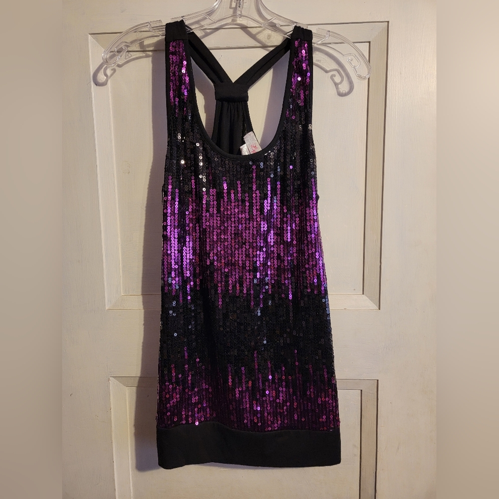 Lipstick Boutique Elegant Black Top With Colorful Sequins
